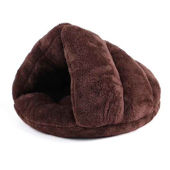 Varm plyschbädd, en mysig grottsäng för katt eller liten hund. Perfekt för vila.