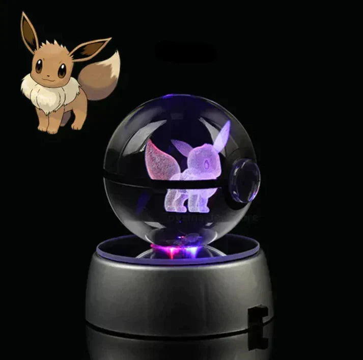 Original Pokemon nattlampa, magisk kristallkula med favoritkaraktärer, LED-belysning för alla.