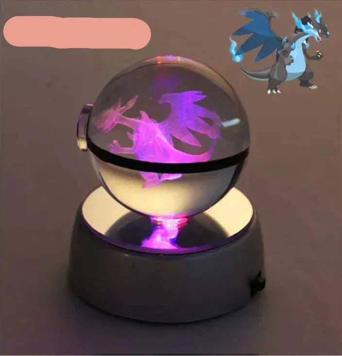 Pokemon nattlampa, glödande kristallkula med Squirtle, perfekt som inredningsdetalj och present.