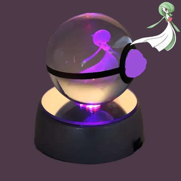 Magisk Pokemon nattlampa, kristallkula som lyser med karaktärer, perfekt för fantasin och mys.