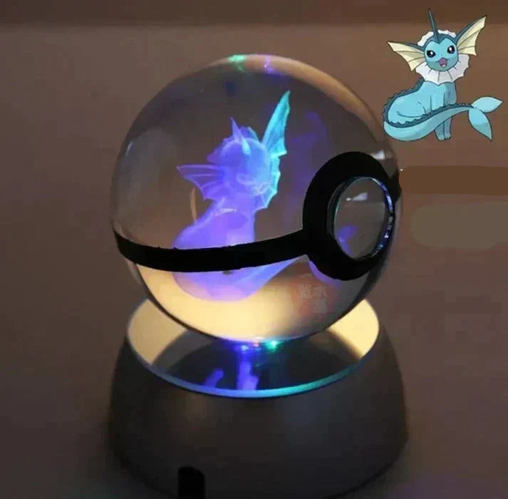 Anime-inspirerad Pokemon nattlampa, magisk kristallkula med LED, perfekt för gaming-rum.