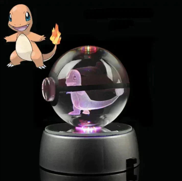 Pokemon LED-lampa, kristallkula nattlampa, perfekt som present eller till samlingen av anime-objekt.