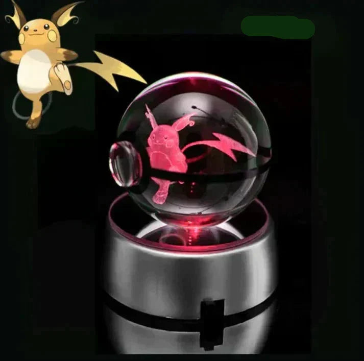 Pokemon nattlampa, en magisk kristallkula med Lucario, ger fantasi till rummet och lugn.