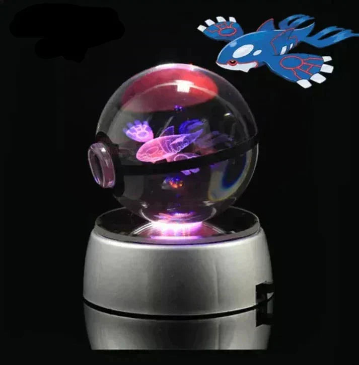 Gaming-inspirerad Pokemon nattlampa, LED-kristallkula, perfekt för spelrummet och inredning.