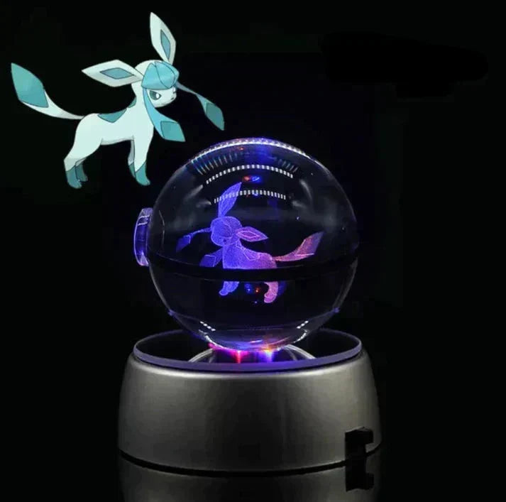 Dekorativ Pokemon LED-nattlampa, kristallkula med färgglada figurer, för alla rum och smaker.