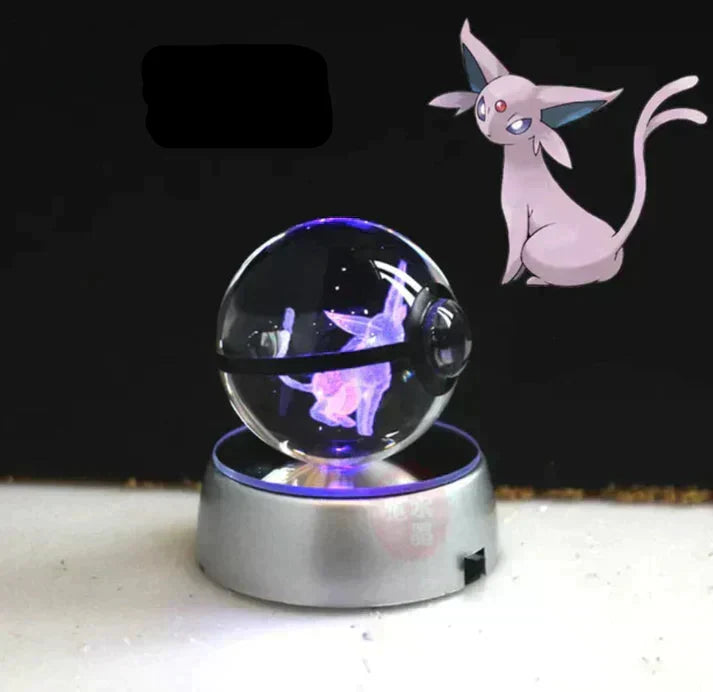 Pokemon belysning för barnrum, en vacker LED-kristallkula med älskade anime-figurer.