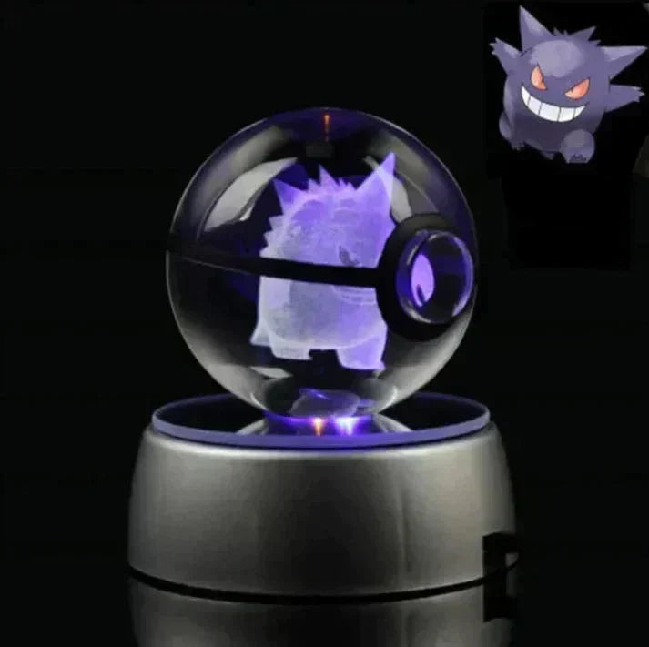 Lysande Pokemon nattlampa, kristallkula med Bulbasaur, bidrar till mysig stämning i barnrummet.