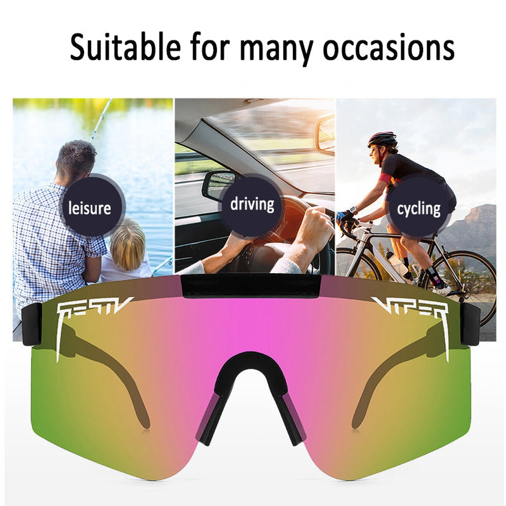 Lättvikts sportglasögon med UV-skydd, perfekta för vandring och fiske i solen.