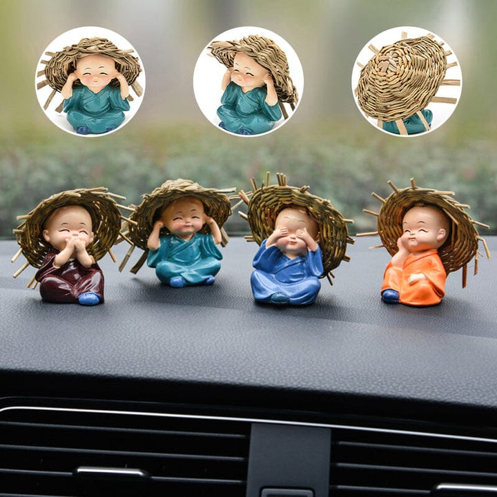 Polyresin Monk Buddha Idoler i polyharts, lugnande dekor för harmoni, detaljrik skulptur, beige toner, tyst kontemplation.