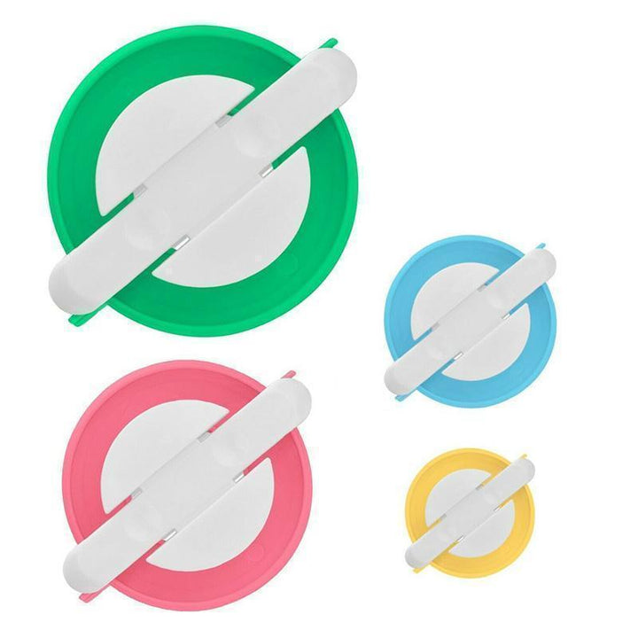 "Pom-Pom pyssel verktyg i grön, rosa, blå och gul ABS med fyra storlekar för kreativt hantverk och DIY-projekt."