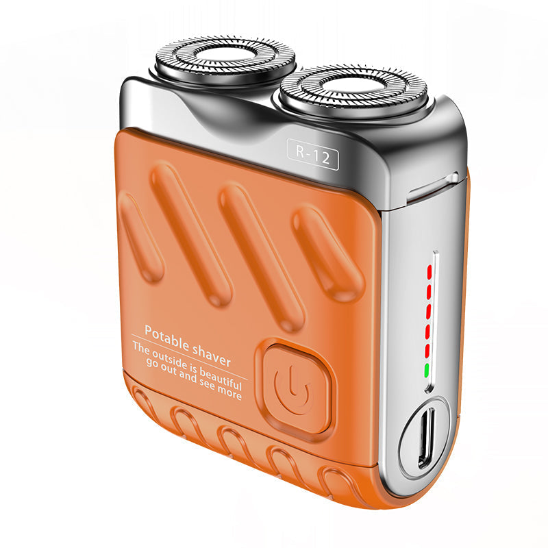 "Portabel elektrisk minirakapparat, kompakt design, för män och kvinnor, blå, orange, svart och vit."
