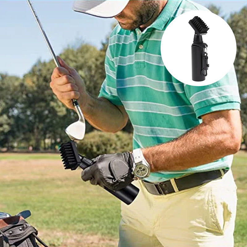 "Portabel golfklubba vattenborste, stort borsthuvud, svart plast, effektiv rengöring för bättre kontroll och precision."