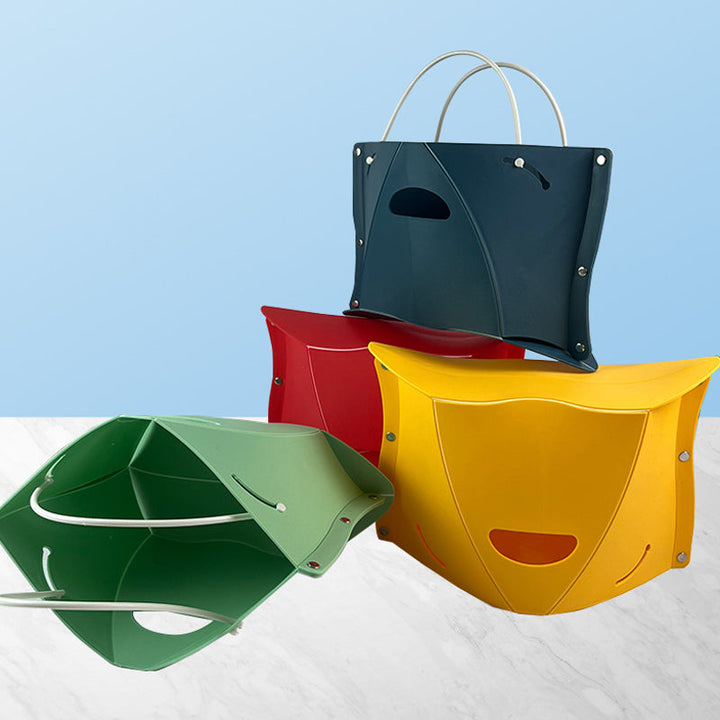 "Portabel hopfällbar pall i gult PP-material, enkel att bära, perfekt för camping och hemmet, finns i fler färger."