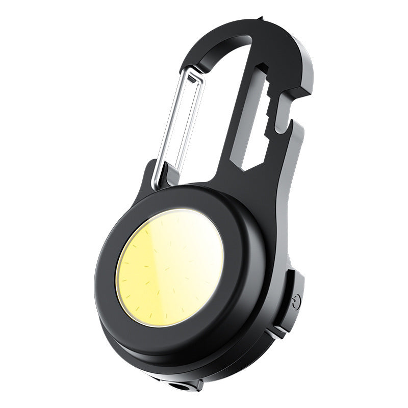 "Portabel mini LED ficklampa, kompakt design, i aluminium med stark belysning, idealisk för utomhusäventyr."