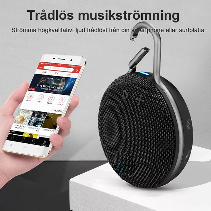 "Portabel vattentålig Bluetooth-högtalare i modern stil, robust och kompakt design för utomhusbruk"