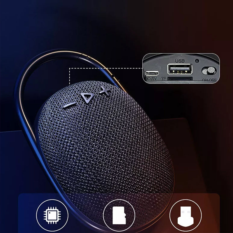 "Portabel vattentålig Bluetooth-högtalare i modern stil, robust och kompakt design för utomhusbruk"