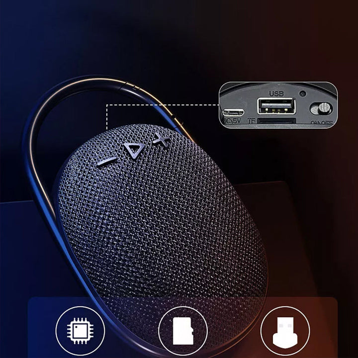 "Portabel vattentålig Bluetooth-högtalare i modern stil, robust och kompakt design för utomhusbruk"