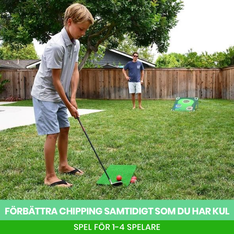 "Portabelt golfspel utomhus, lätt och bärbart, perfekt för bakgården och stranden, erbjuder stressfri träning."