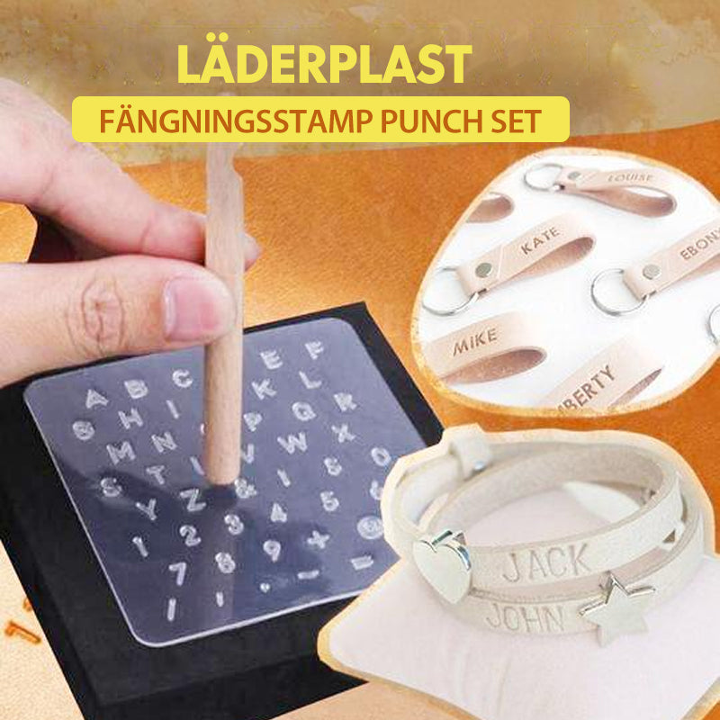 "Präglingsstämpel i trä för läderhantverk, robust trädesign, perfekt för DIY-mönster på läderväskor och mer."