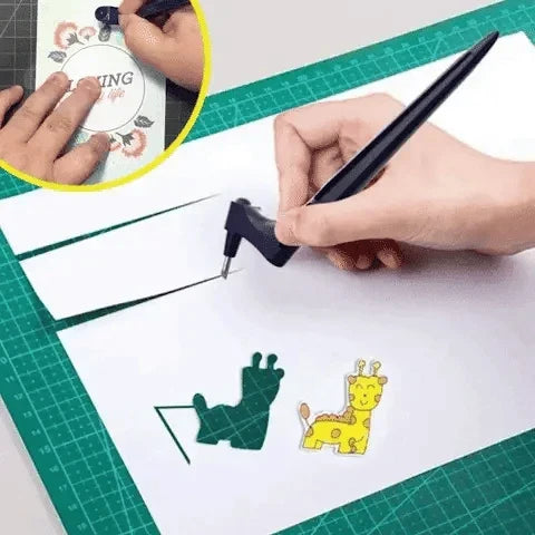 Precision hantverkskniv med 360° roterande blad. Idealisk för skärning, pyssel & DIY-projekt.