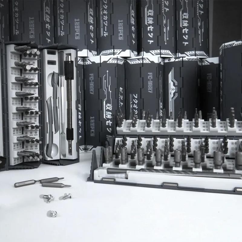 "Precision skruvmejselsats 128 delar med olika bits och kompakt förvaring, perfekt för alla reparationsbehov, set."