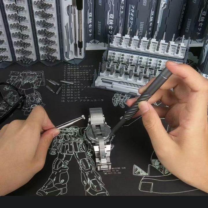 "Precision skruvmejselsats 128 delar med olika bits och kompakt förvaring, perfekt för alla reparationsbehov, set."