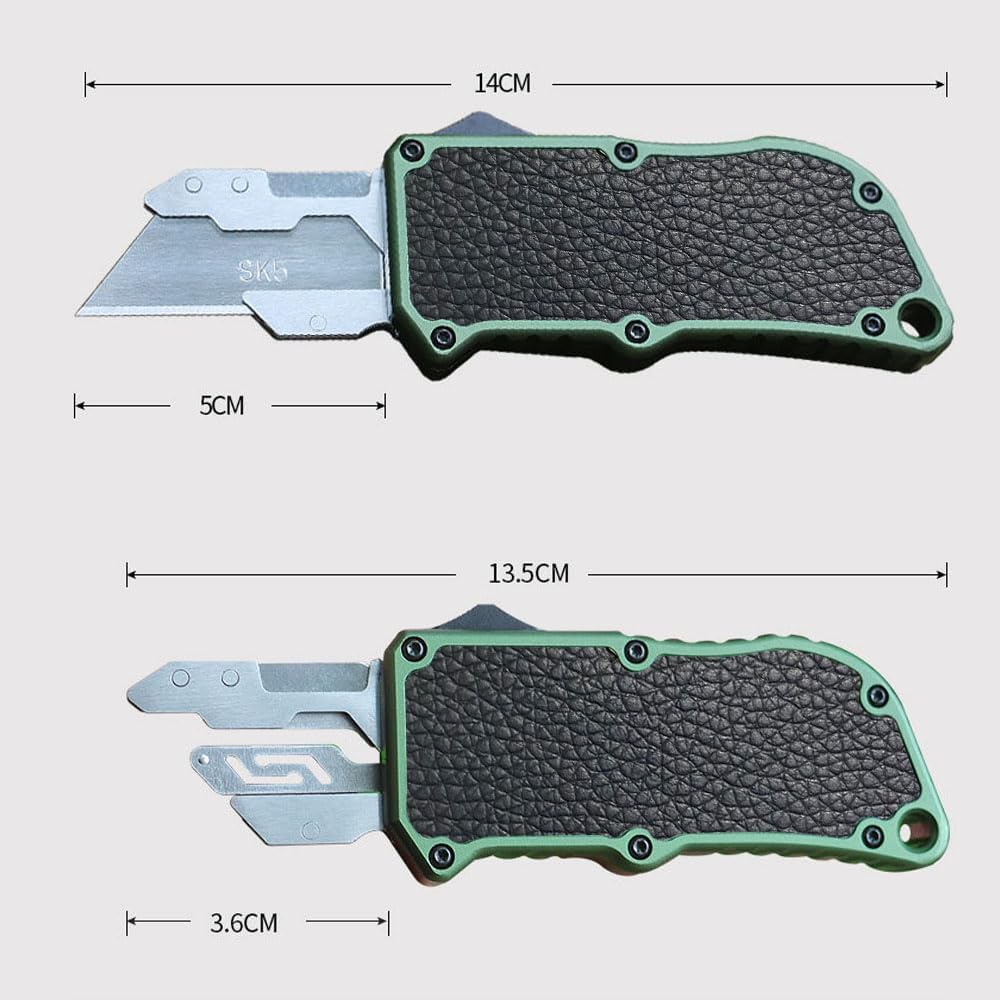 Mångsidig aluminium verktygskniv med autoretur. Perfekt precisionsverktyg för hobby, kontor och gör-det-själv projekt.