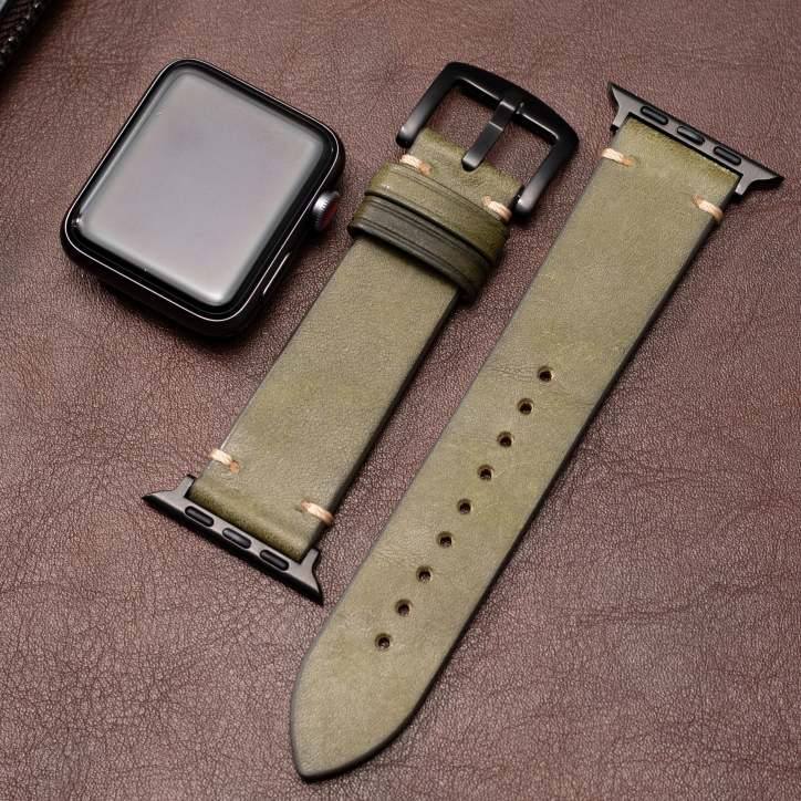 Premium läderrem för Apple Watch, tillverkad av italienskt läder.