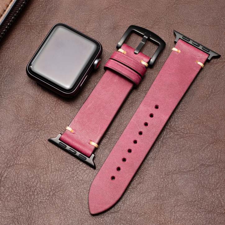 49mm Apple Watch läderarmband med silver hårdvara, tillverkad av italienskt premiumläder.