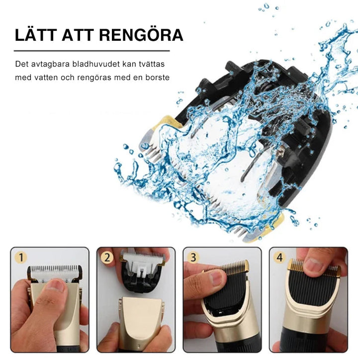 "Professionell djurrakapparat med låg ljudnivå och eleganta detaljer, perfekt för alla typer av husdjurs pälstrimning."