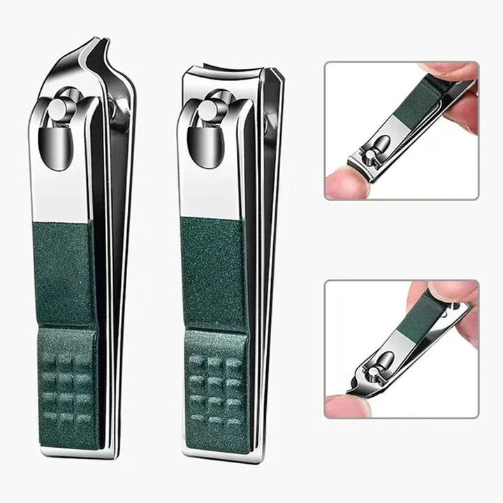 Professionell nagelklippare i rostfritt stål med ergonomiskt handtag och slimmad design för enkel och säker manikyr.