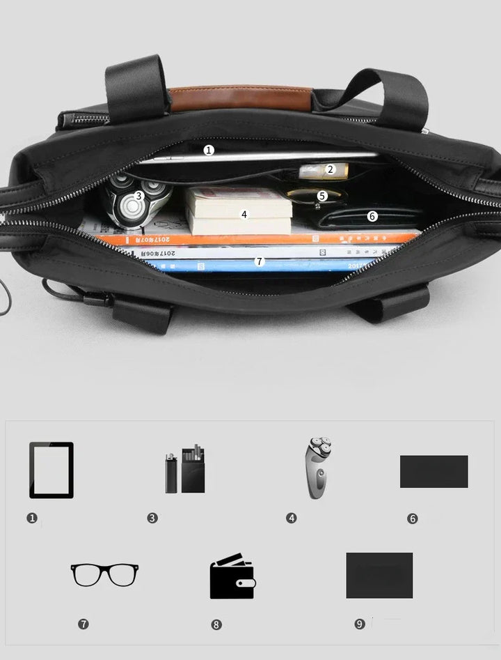Svart OxfordCarry laptopväska i premiummaterial. Rymlig datorväska för professionell användning av herr/dam.