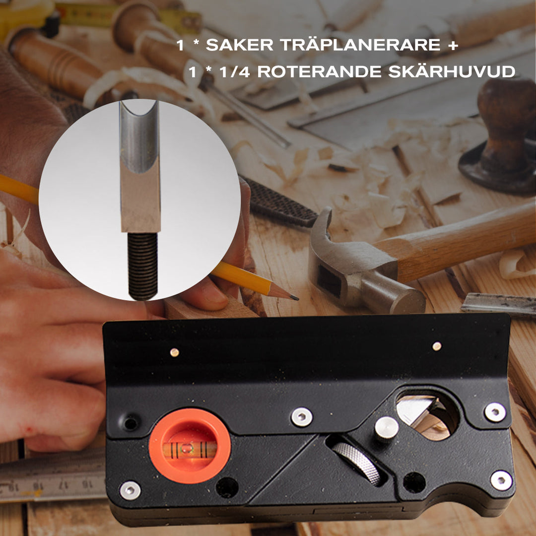 Professionell säker trähyvel set med justerbart skärdjup, flera kolstålskärblad och ergonomisk design för precis träbearbetni