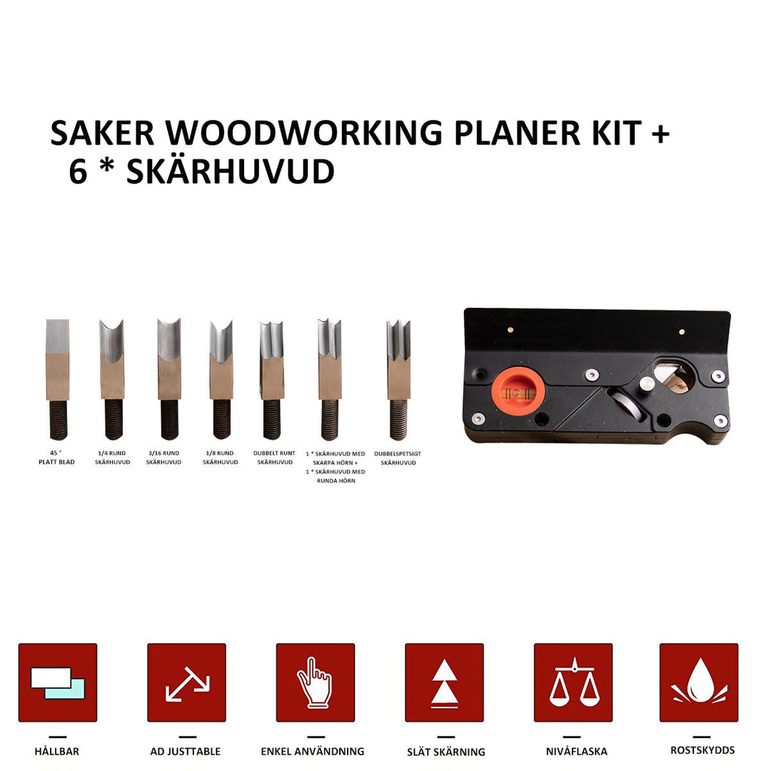 Professionell säker trähyvel set med justerbart skärdjup, flera kolstålskärblad och ergonomisk design för precis träbearbetni
