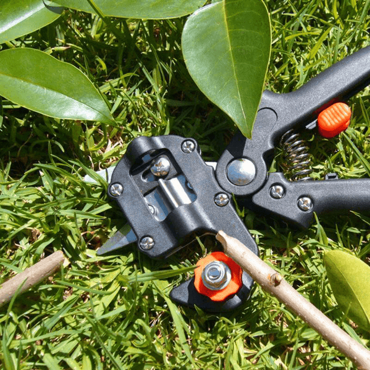 "Professionell sekatör för trädgårdsbeskärning, ergonomiska handtag, utbytbara blad för enkel grenklippning upp till 1,4 cm."