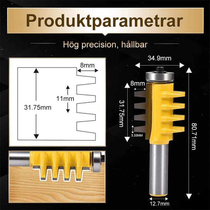"Professionella Träbearbetnings Tungan & Räffla Bit för träfogar, förstärkt stål, guldfärgad med sylvassa blad, DIY-verktyg."