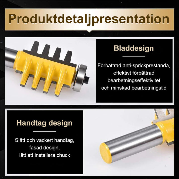 "Professionella Träbearbetnings Tungan & Räffla Bit för träfogar, förstärkt stål, guldfärgad med sylvassa blad, DIY-verktyg."