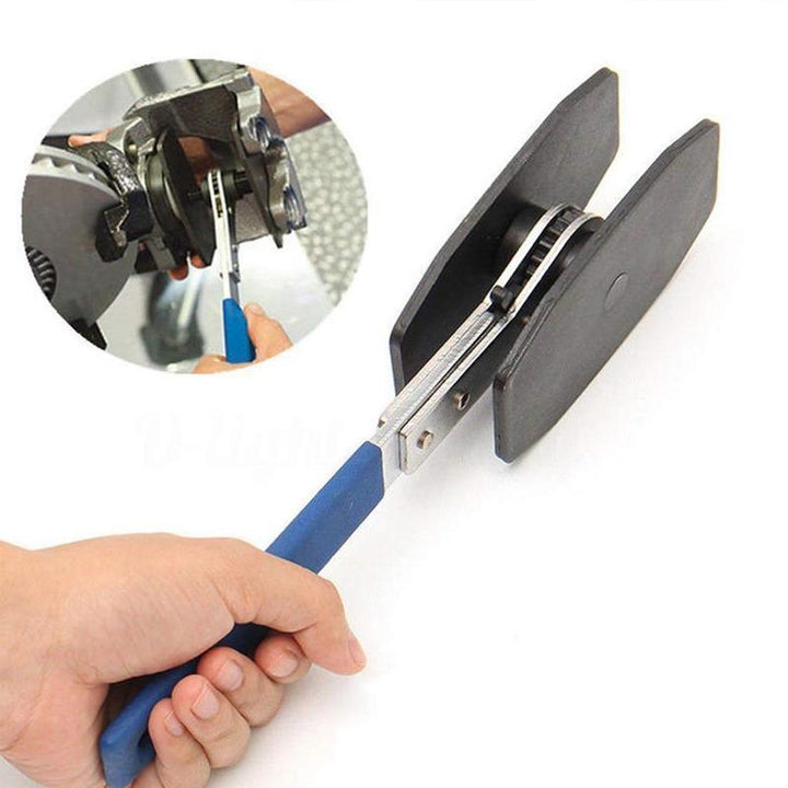 "Professionellt bromsok pressverktyg med rött stort handtag och blått litet handtag för effektiv bromsunderhåll."