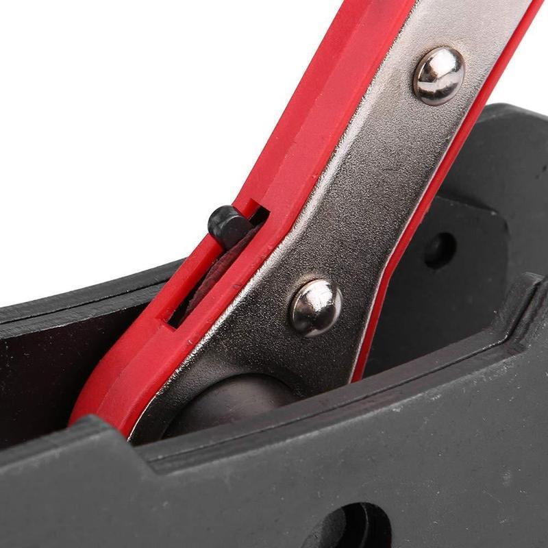 "Professionellt bromsok pressverktyg med rött stort handtag och blått litet handtag för effektiv bromsunderhåll."