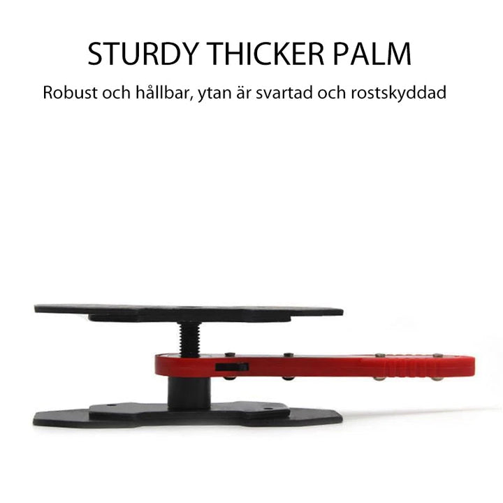 "Professionellt bromsok pressverktyg med rött stort handtag och blått litet handtag för effektiv bromsunderhåll."