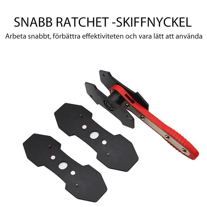 "Professionellt bromsok pressverktyg med rött stort handtag och blått litet handtag för effektiv bromsunderhåll."