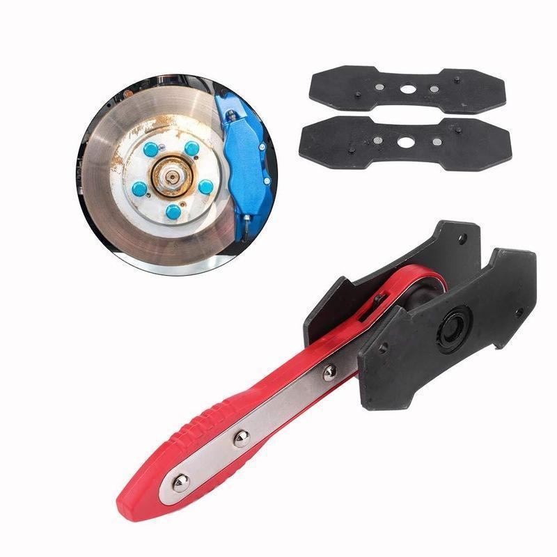 "Professionellt bromsok pressverktyg med rött stort handtag och blått litet handtag för effektiv bromsunderhåll."