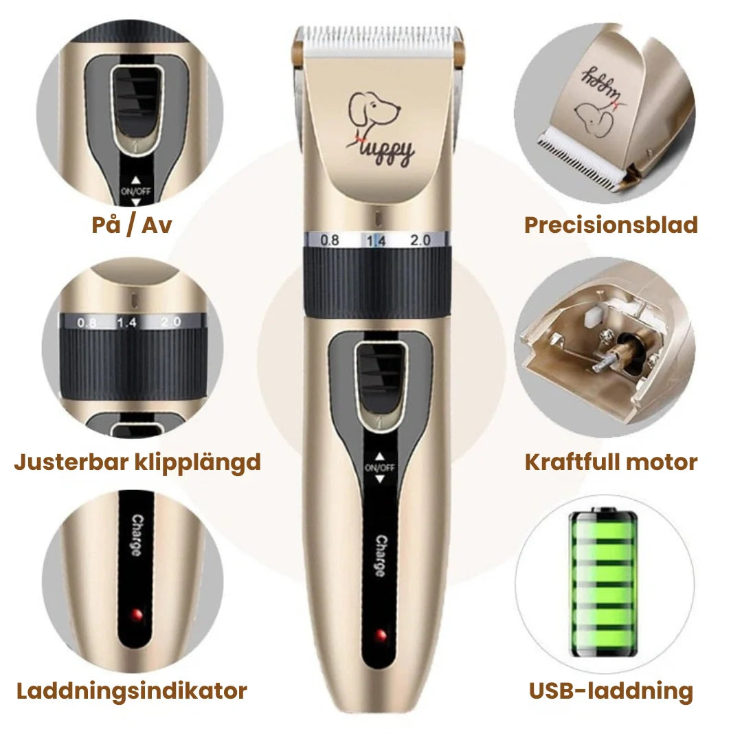Premium grooming kit för husdjur med kraftfull pälstrimmer, vassa saxar & kammar för alla pälstyper.