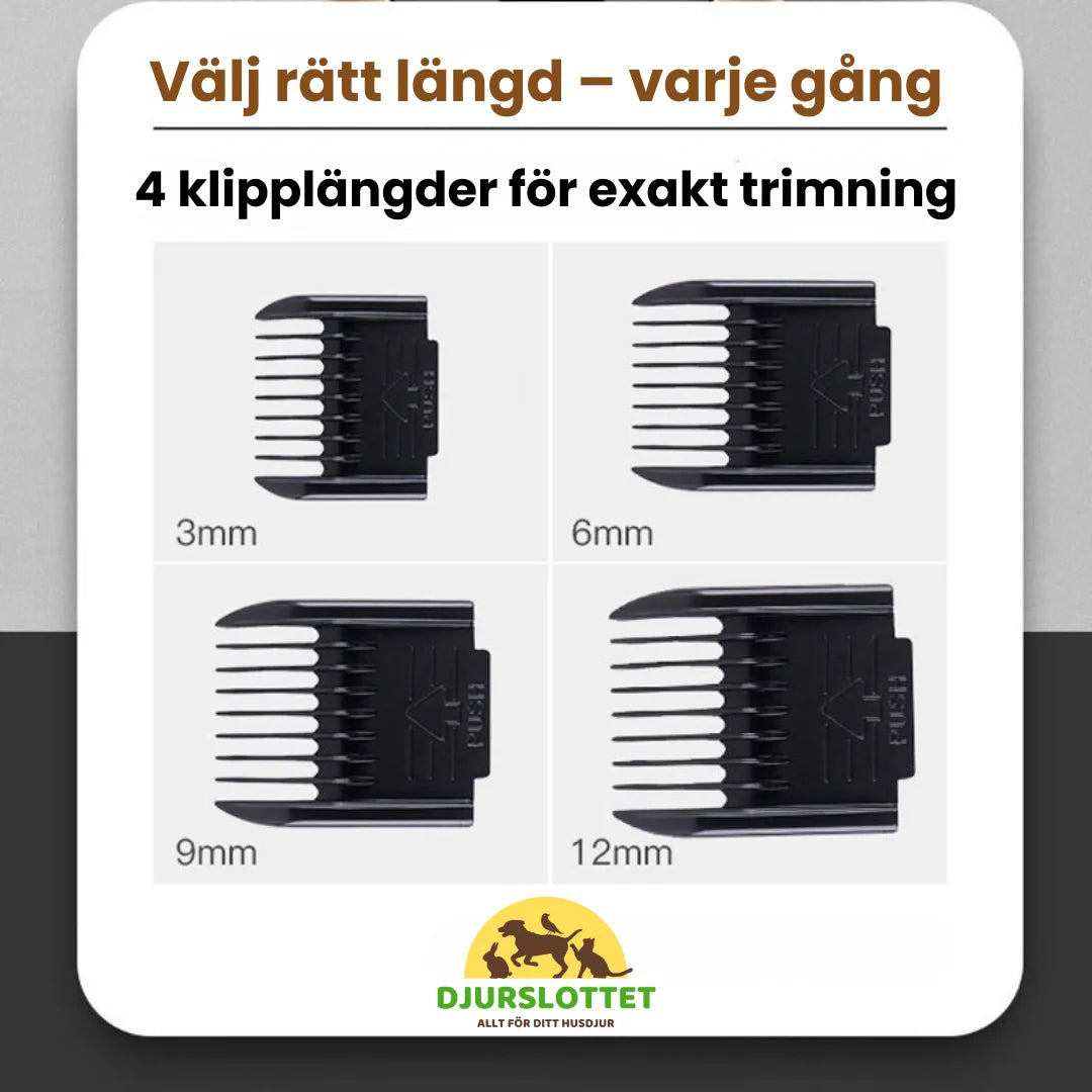 Ergonomiskt grooming kit med tyst klippmaskin för hund- och kattvård; inkluderar även kloklippare.