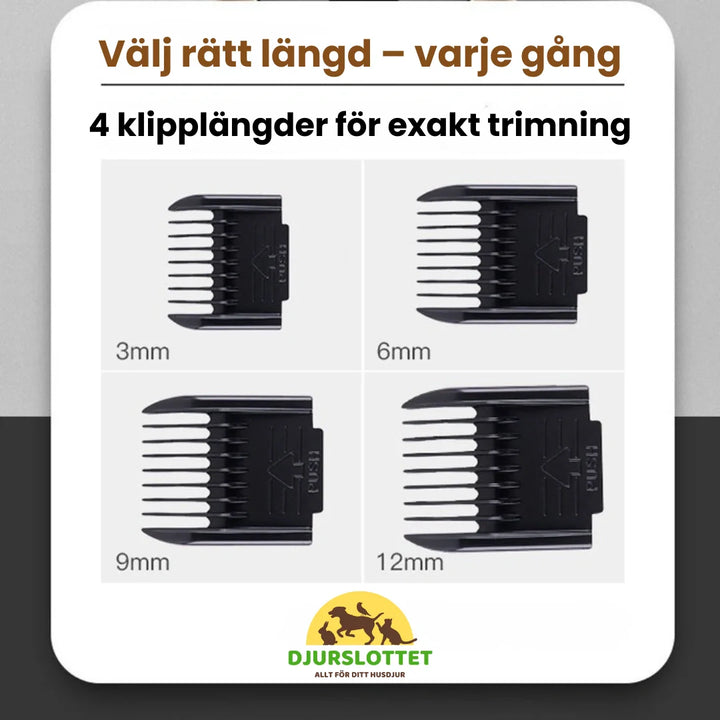 Ergonomiskt grooming kit med tyst klippmaskin för hund- och kattvård; inkluderar även kloklippare.