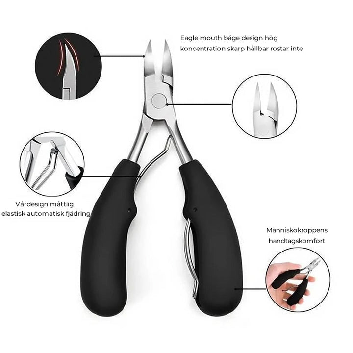 "Professionellt spikklipparset i rostfritt stål för män & kvinnor, ergonomiskt, lämpligt för finger- och tånagelklippning."