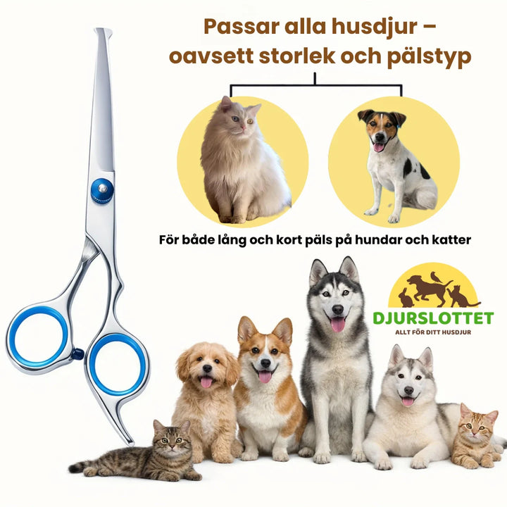 Rak trimsax i rostfritt stål, del av trimsaxset för proffsig pälsvård av hund & katt.