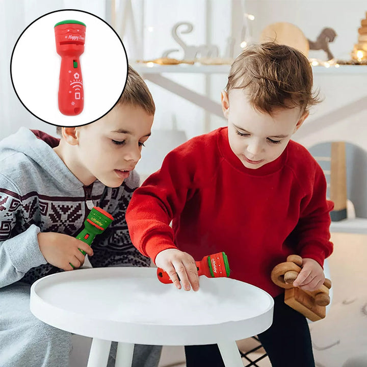 "Projektorficklampa för barn, färgglada mönster, projicerar bilder, perfekt för kreativ lek och inlärning."