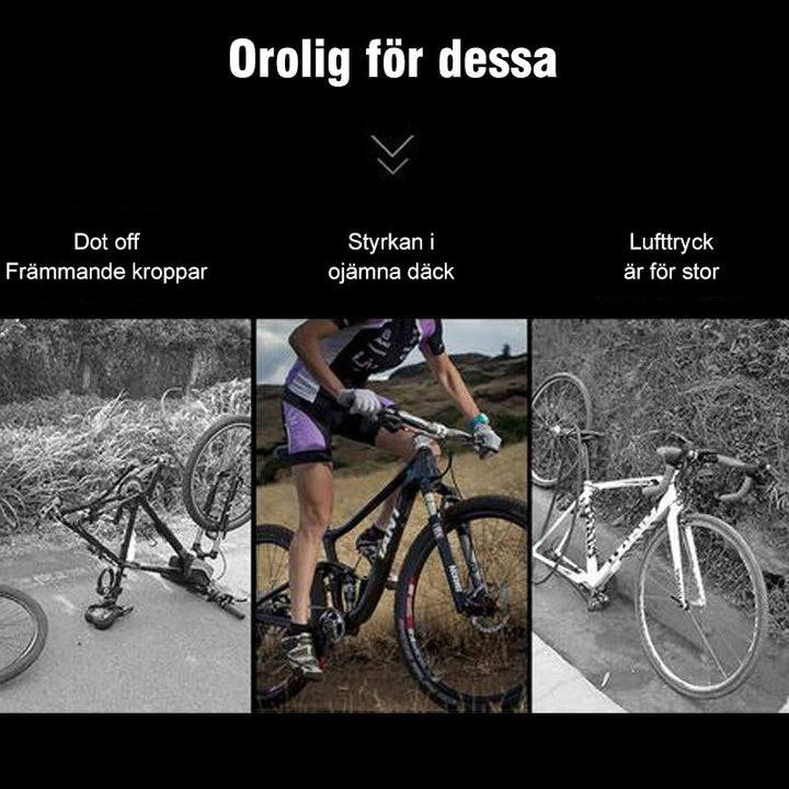 "Punkteringsskydd för cykeldäck, osynligt skydd mot vassa föremål på vägen, enkel installation mellan innerrör och däck."
