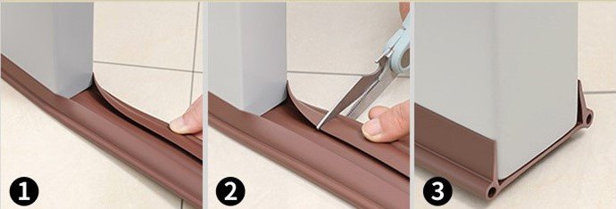 PVC förseglingsremsa för dörrbotten, effektiv mot ljud, damm och kryp, i olika färger för hemanvändning, 96 x 5.5 cm.